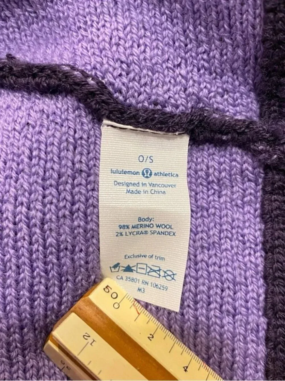 Lululemon deep zinfandel winter orchid purple Knit Happens wool infinity scarf